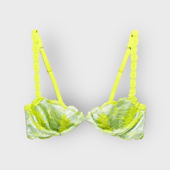 SavagexFenty Perfect Poppies Unlined Lace Demi Bra | 38D | Green Festival Top - Picture 2 of 6